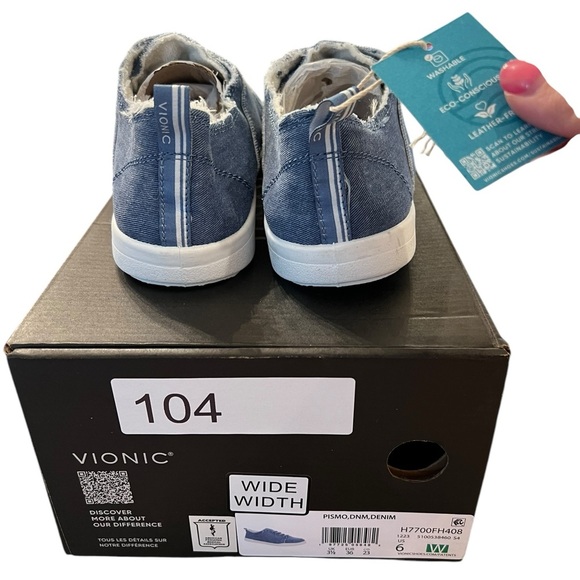 NWT Vionic Beach Women’s Pismo Casual Sneakers in Denim in size 6 wide - Picture 5 of 8